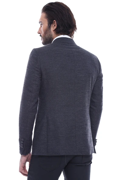 Kruvaze Slim Fit Erkek Lacivert Ceket - Wessi - Resim 5