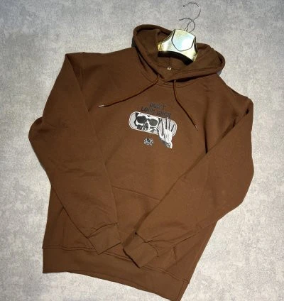 3 İplik Şardonlu Hoodie Sweatshirt - Don't Look Back Brown - Resim 2