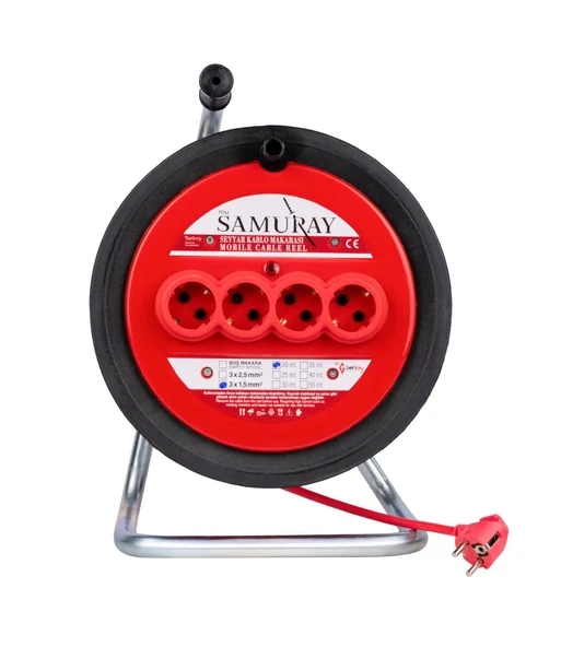 Samuray Seyyar Makaralı Uzatma Kablosu 3x1,5mm 20mt - 31520 - Resim 2