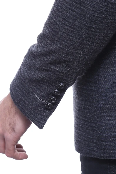 Kruvaze Slim Fit Erkek Lacivert Ceket - Wessi - Resim 4