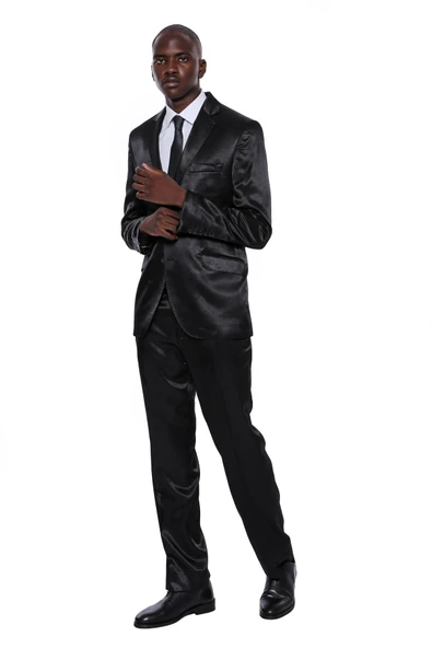 2 Düğmeli Slim Fit Saten Siyah Erkek Damatlık Takım - Wessi - Resim 3