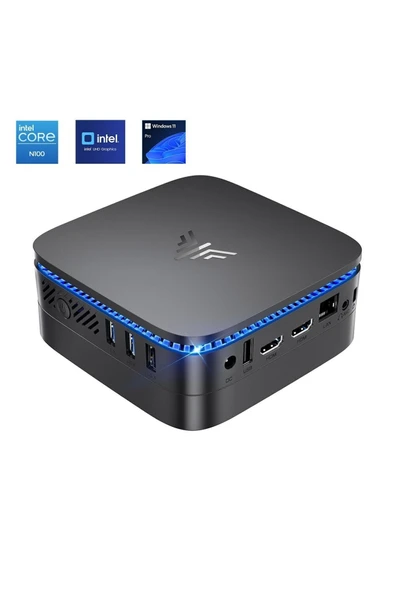 AK1 PLUS Intel N100 8GB DDR4 256GB NVMe 2*HDMI 2*3.0USB 2*2.0USBWifi5BT4.2 W11 Pro Mini Pc ürün görseli 1