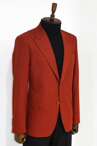 Düz Slim Fit Spor Bordo Erkek Ceket - Wessi - Resim 3