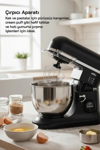 Sinbo SMX-2773 / Dijital Ekranlı Zaman Ayarlı Stand Mikser / 7.5 Litre / 1500W - Resim 6