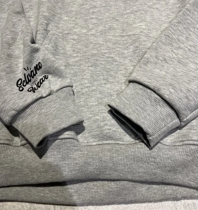 3 İplik Şardonlu Hoodie Sweatshirt - Don't Look Back Gray - Resim 4