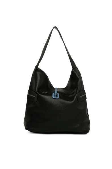 Bagmori Siyah Dokulu Yan Fermuar Detaylı Salaş Çanta - Resim 3