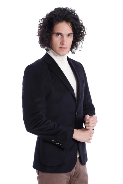 Cepli Armalı Kadife Siyah Ceket -Wessi - Resim 2