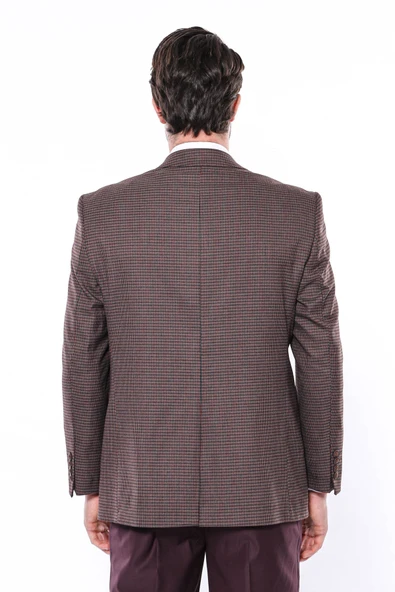 4 Drop Damalı Erkek Bordo Ceket-Wessi - Resim 4