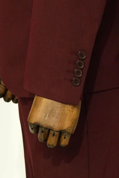 Tek Düğmeli Bordo Erkek İkili Takım Elbise - Wessi - Resim 5