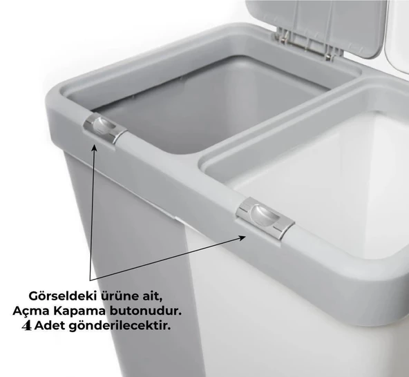 Motek Çamaşır Sepeti Yedek Açma Kapama Buton,Düğme 40LT-80LT 4 Adet - 4