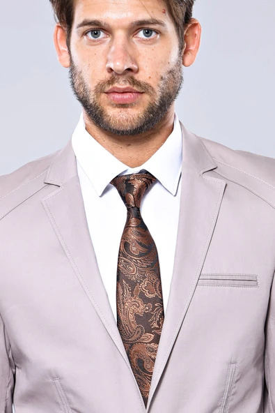 3 Cepli Tek Düğmeli Pamuk Omuz Dikişli Bej Ceket - Wessi - Resim 2