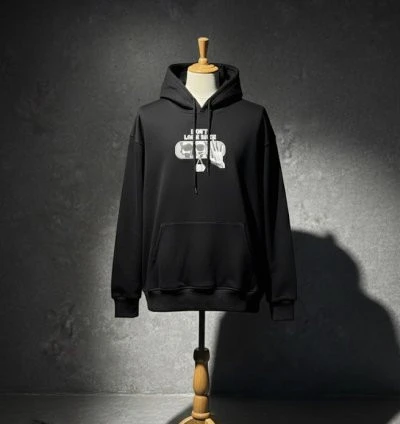 3 İplik Şardonlu Hoodie Sweatshirt - Don't Look Back Black ürün görseli 1