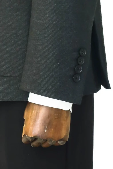 Kendinden Desenli Slim Fit Sivri Yaka Antrasit Erkek Ceket - Wessi - Resim 7