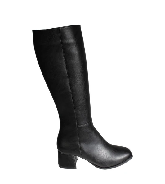 YAZKIŞ Kadın Siyah Cilt 36cm bilek Boyu 5cm Kalın Topuk Çizme - Resim 3