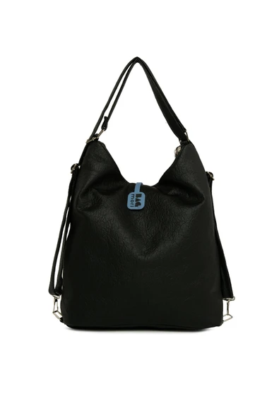 Bagmori Siyah Yumuşak Dokulu Elcik Detaylı Askılı ve Sırt Salaş Çanta - Resim 3