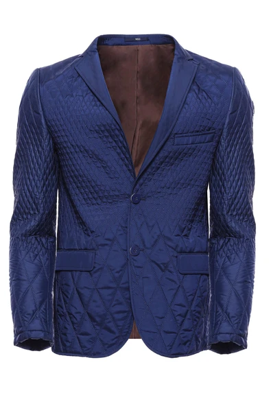 3 Cepli 2 Düğmeli Kapitone Erkek Lacivert Kısa Ceket - Wessi - Resim 6