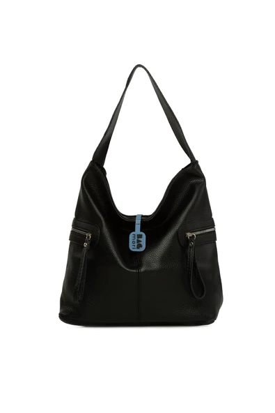 Bagmori Siyah Dokulu Yan Fermuar Detaylı Salaş Çanta ürün görseli 1