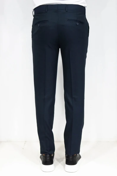 Dar Kesim Kendinden Desenli Petrol Yeşil Erkek Kumaş Pantolon - Wessi - Resim 4