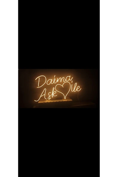 Magnetfoto Daima Aşk İle yazılı neon tabela 60x30 günışığı ürün görseli 1