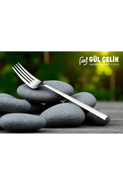 Gül Çelik 60 Parça 12 Kişilik Çatal Kaşık Seti Hasır Model 18/0 Kalite - Resim 4