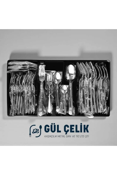 Gül Çelik 30 Parça 6 Kişilik 18/10 Kalite Çatal Kaşık Seti Alvina Model 304 Paslanmaz Çelik - Resim 2