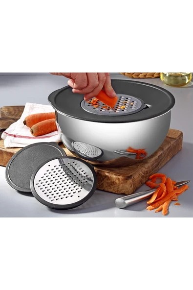 Gül Çelik Rendeli Karıştırma Ve Saklama Kabı 24 cm 4 Litre ürün görseli 1