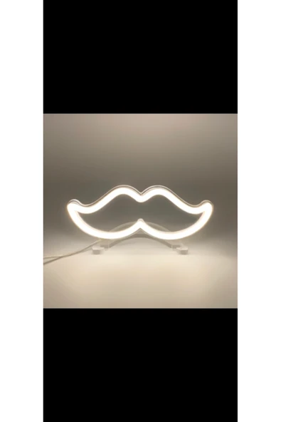 Magnetfoto Bıyık Mini Neon Lamba 20x20 cm – Dekoratif LED Neon Işıklı Gece Lambası ürün görseli 1