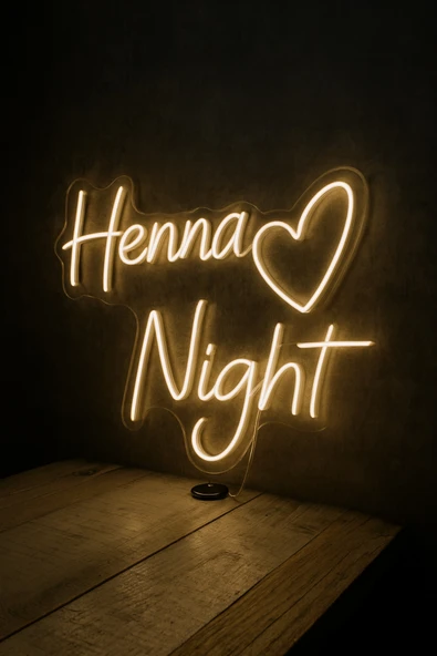 Magnetfoto Henna Night Kalp Figürlü LED Neon Dekor Tabela ürün görseli 1
