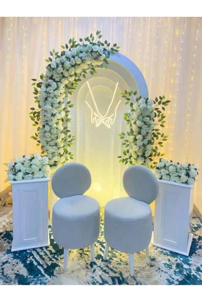 Magnetfoto İki El Figürlü Beyaz Neon LED Işıklı Nişan Söz Arka Plan Tabelası – Romantik Dekor ürün görseli 1