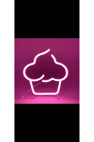 Magnetfoto Kek Mini Neon Lamba 20x20 cm – Dekoratif LED Neon Işıklı Gece Lambası ürün görseli 1