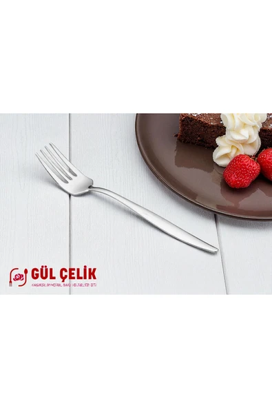 Gül Çelik Çatal Kaşık Seti 30 Parça 6 Kişilik Sivri Model 18/0 Kalite - Resim 6