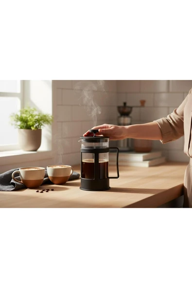 KAVEH French Bitki Çayı , Kahve Pressi Plastik 350 ml Frenç Pres Çay Demleme Bardağı - Resim 2