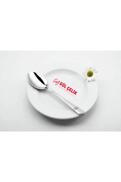 Gül Çelik 12 Kişilik Tatlı Kaşığı Alvina Model 304 Kalite 18/10 Paslanmaz Çelik - Resim 3