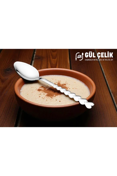 Gül Çelik Çatal Kaşık Seti 30 Parça 6 Kişilik Kalpli Model 18/0 Kalite - Resim 6