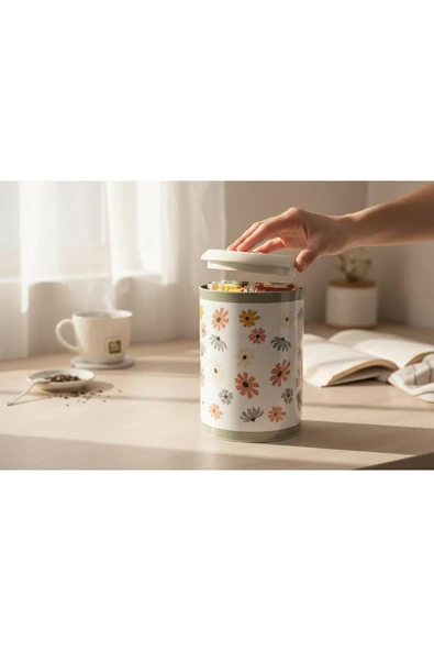 Gül Çelik Yuvarlak Desenli Metal Çöp Kovası - Resim 4