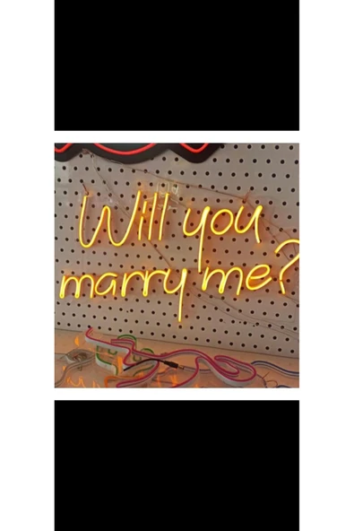 Magnetfoto Will you marry me? Yazılı neon tabela 60 cm - Resim 3