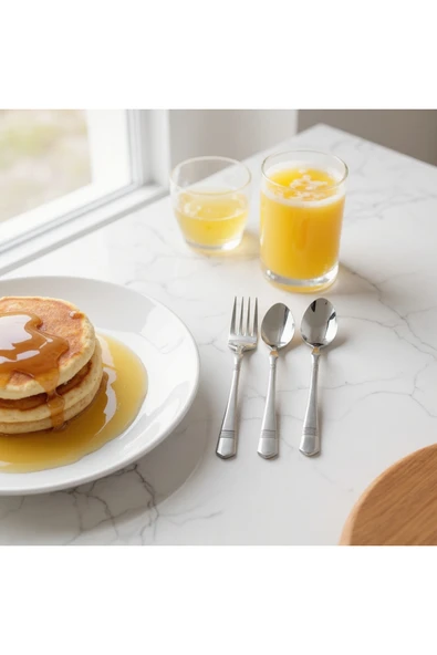 Gül Çelik 12 Kişilik Yemek Çatalı Alvina Model 304 Kalite 18/10 Paslanmaz Çelik - Resim 5