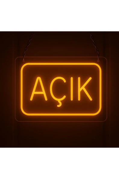 yadineonart AÇIK yazılı neon tabela 20x25 cm ürün görseli 1