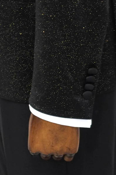 Şal Yaka Slim Fit Siyah Erkek Smokin Ceket - Wessi - Resim 7