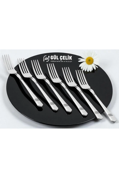Gül Çelik 12 Kişilik Tatlı Çatalı Alvina Model 304 Kalite 18/10 Paslanmaz Çelik ürün görseli 1