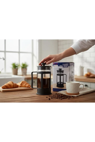 KAVEH French Bitki Çayı , Kahve Pressi Plastik 350 ml Frenç Pres Çay Demleme Bardağı ürün görseli 1