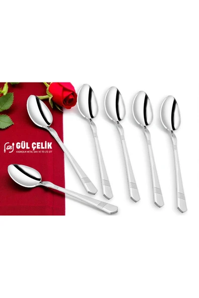 Gül Çelik 12 Kişilik Yemek Kaşığı Alvina Model 304 Kalite 18/10 Paslanmaz Çelik ürün görseli 1