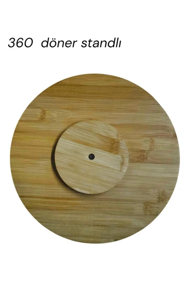 KAVEH Bambu 360° Döner Standlı Servis ve Sunum Tabağı (Sunumluk) - Resim 2
