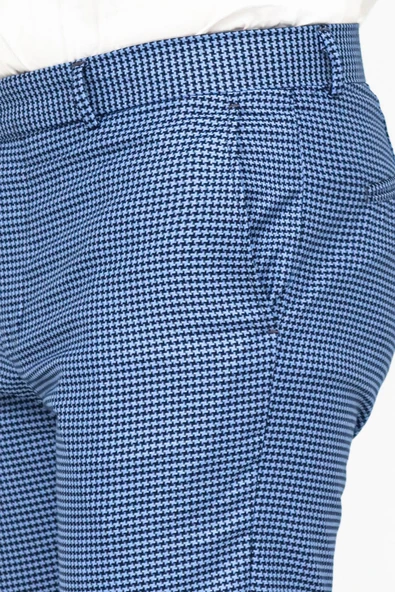 Kazayağı Desenli İndigo Mavi Erkek Pantolon - Wessi - Resim 2