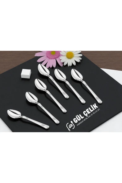 Gül Çelik 12 Kişilik Çay Kaşığı Alvina Model 304 Kalite 18/10 Paslanmaz Çelik ürün görseli 1