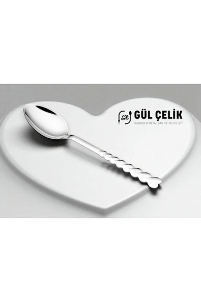 Gül Çelik Çatal Kaşık Seti 30 Parça 6 Kişilik Kalpli Model 18/0 Kalite - Resim 3