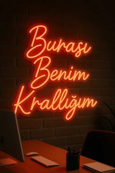 Magnetfoto Burası benim krallığım yazılı neon tabela 60x50 kırmızı ürün görseli 1