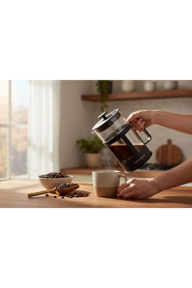 Gül Çelik French Bitki Çayı , Kahve Presi Plastik 600 ml ürün görseli 1