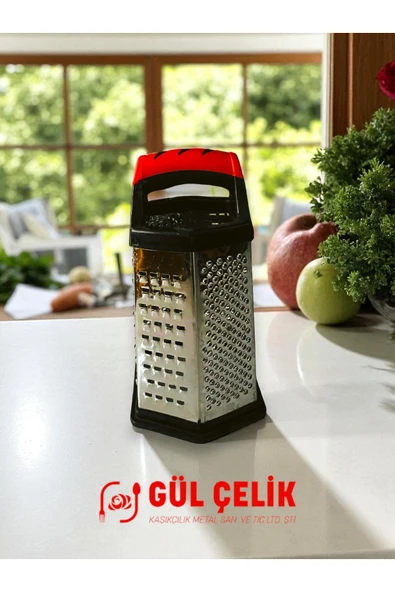 Gül Çelik Rende Premium Paslanmaz Çelik El Mutfak Rendesi Çok İşlevli Manuel Rende - Resim 3