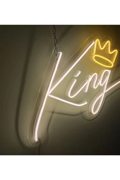 Magnetfoto “King” Yazılı LED Neon 30x20 | Dekoratif Neon Tabela ürün görseli 1
